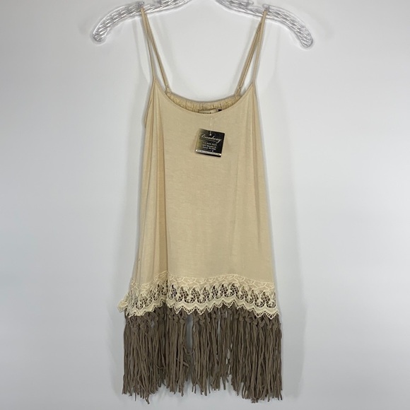 Origami Fringe Boho Cream Tank Top Size Small NWT - Picture 1 of 4